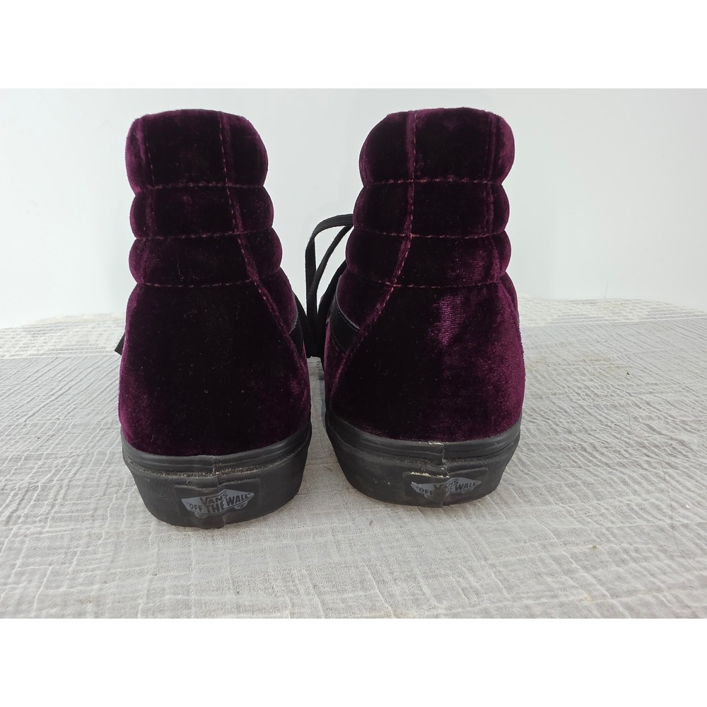 Vans Sk8-Hi Purple Velvet High Top Sneakers Mens 9.5 Black Leather Stripe - Picture 9 of 9